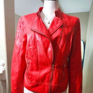 Vintage NWT Wilson's Black Rivet Moto Jacket in Faux Leather "Melon" Colored S-L